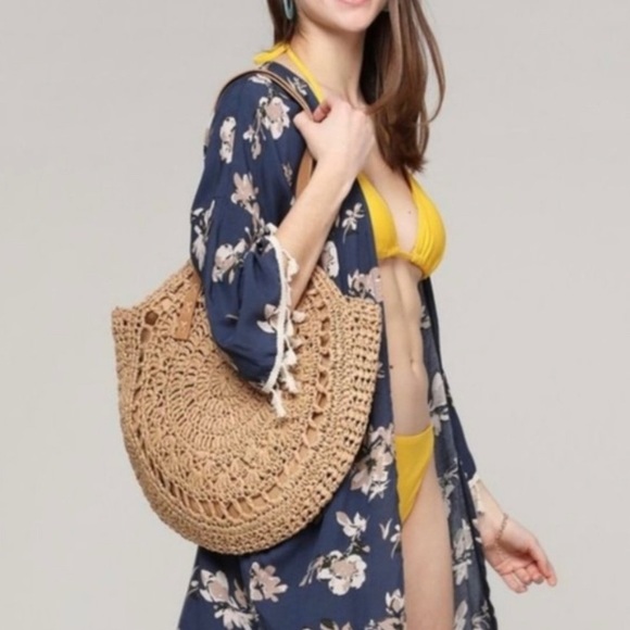 1 Left!✨Handmade Straw Tote Bag Large - Picture 2 of 9